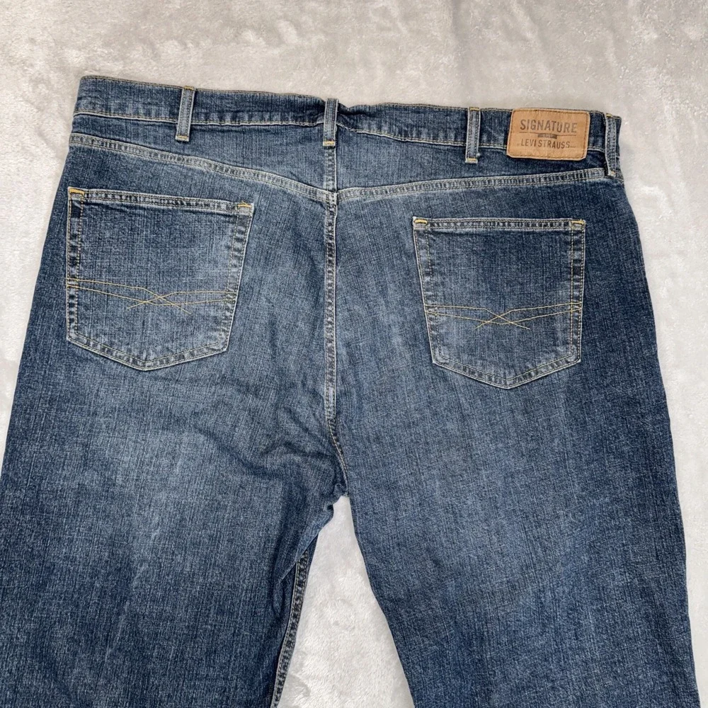 Levis Signature Mens Jeans 44x30 Loose Relaxed Baggie, Whiskering, Distressed